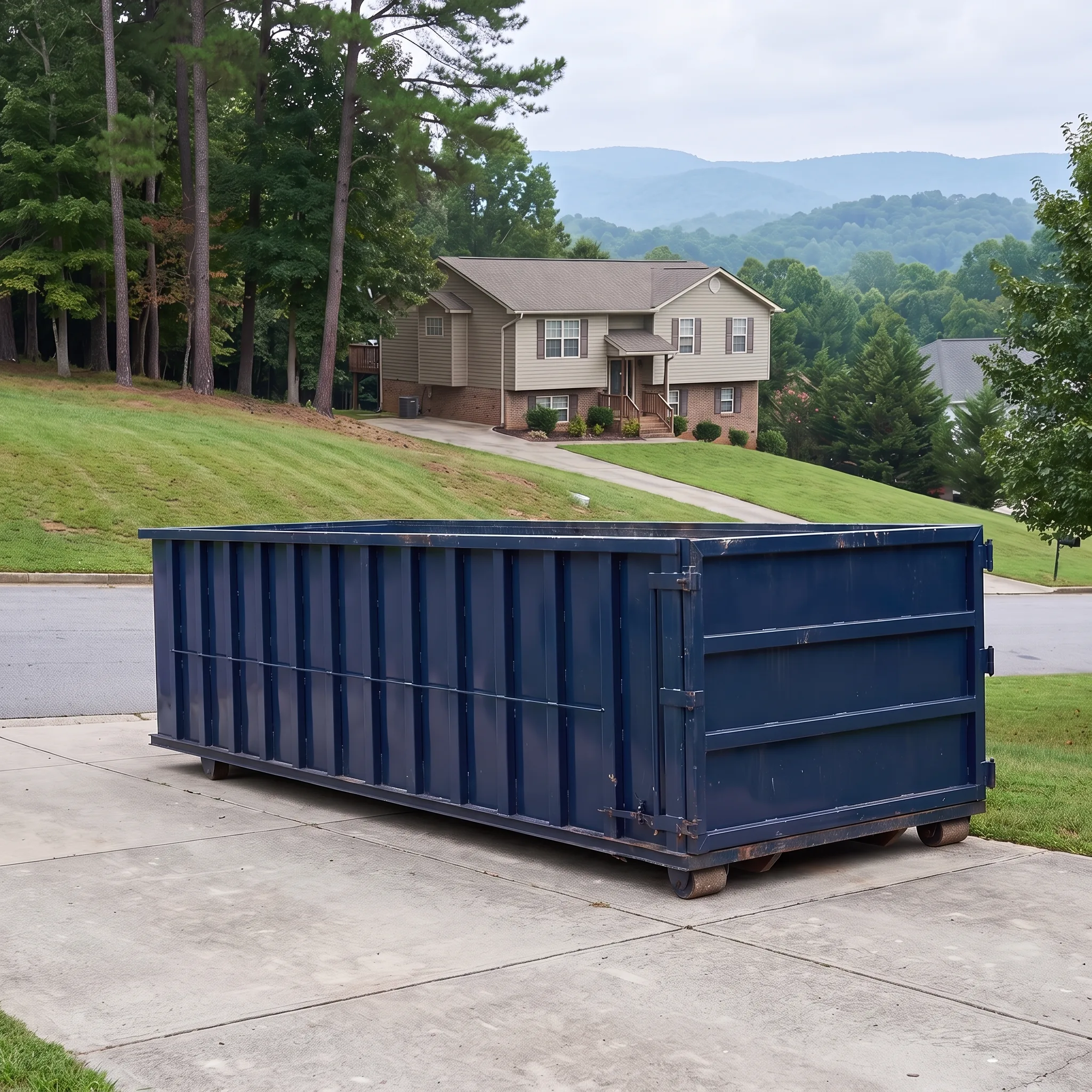 Roll-off dumpster on a West Virginia job site