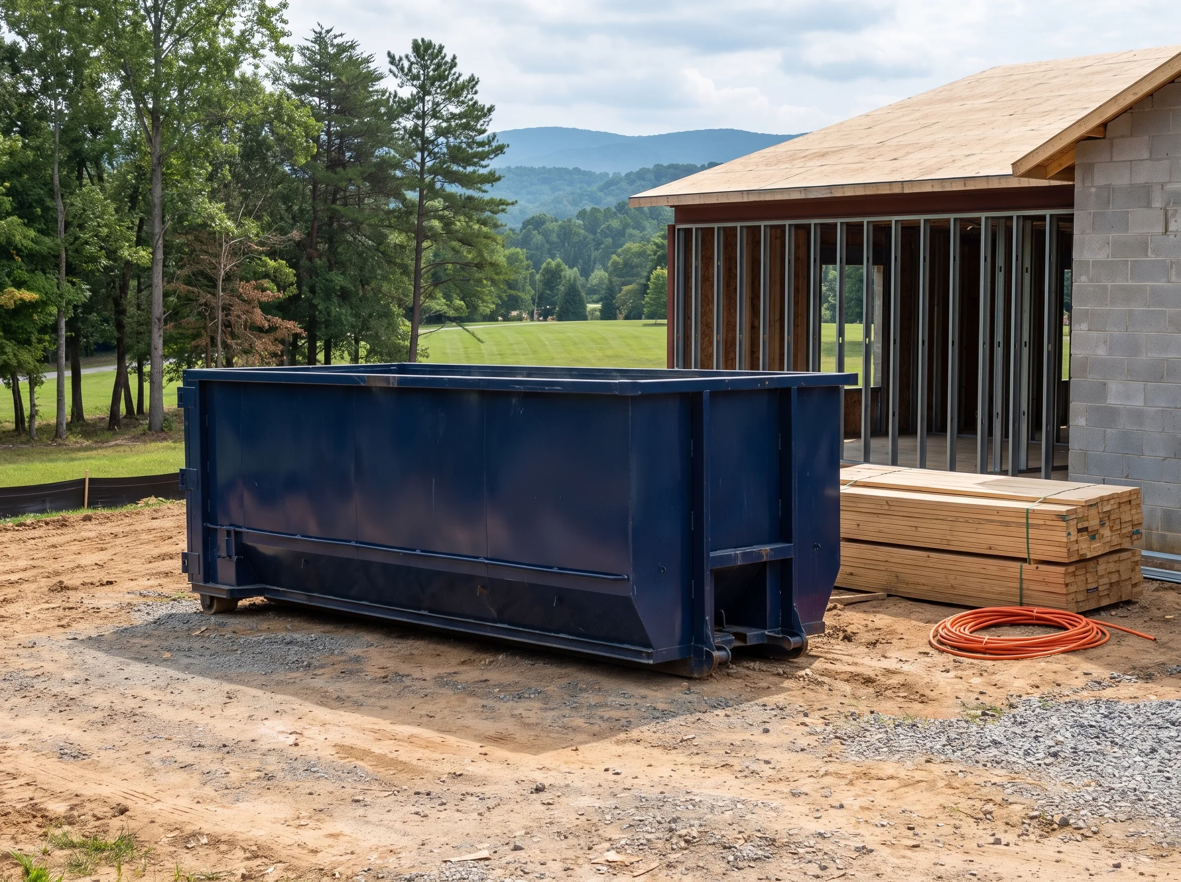 Roll-off dumpster being loaded in West Virginia