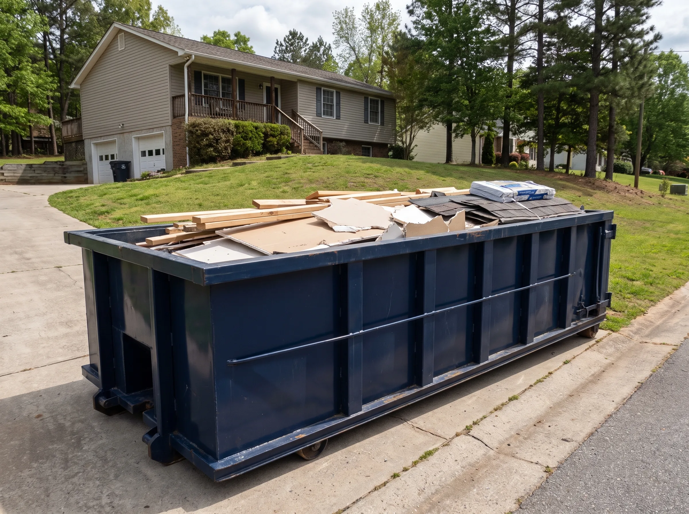 Roll-off dumpster being loaded in Greenbrier County, WV